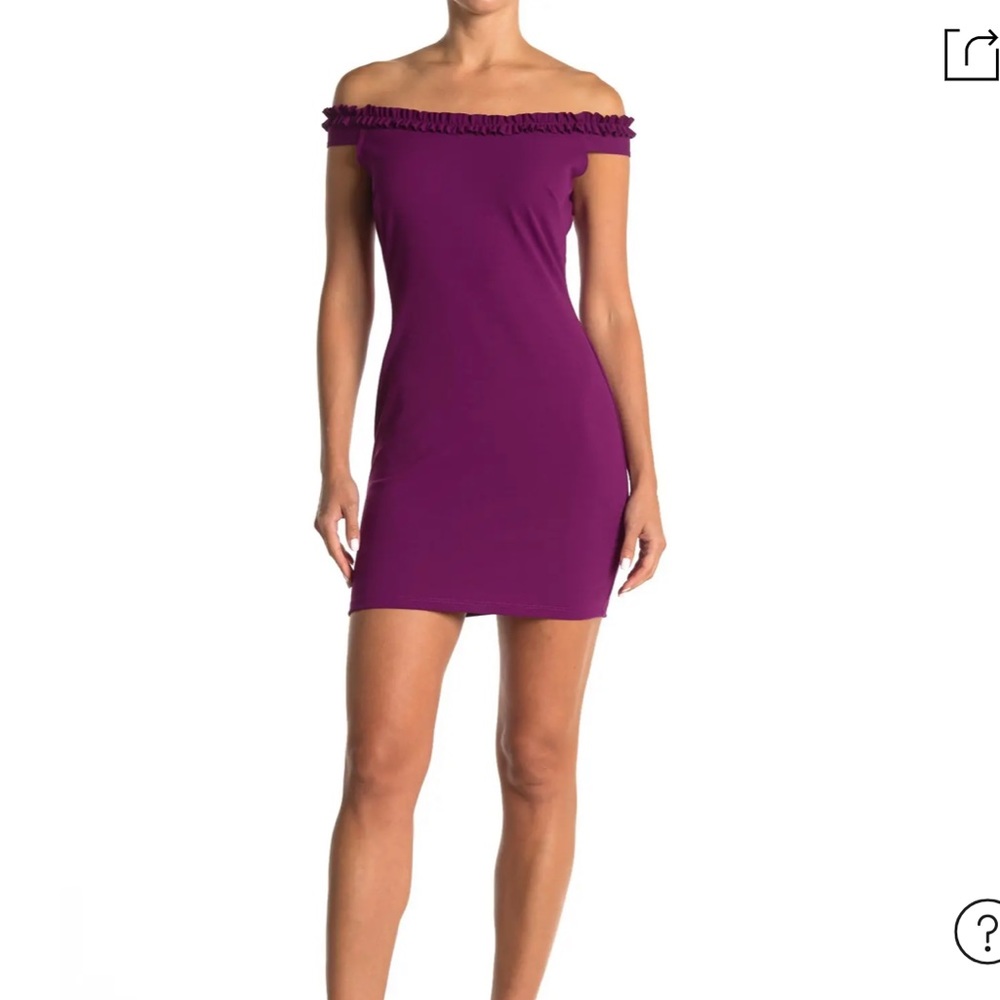 Scuba Crepe Ruffle Neck Mini Dress